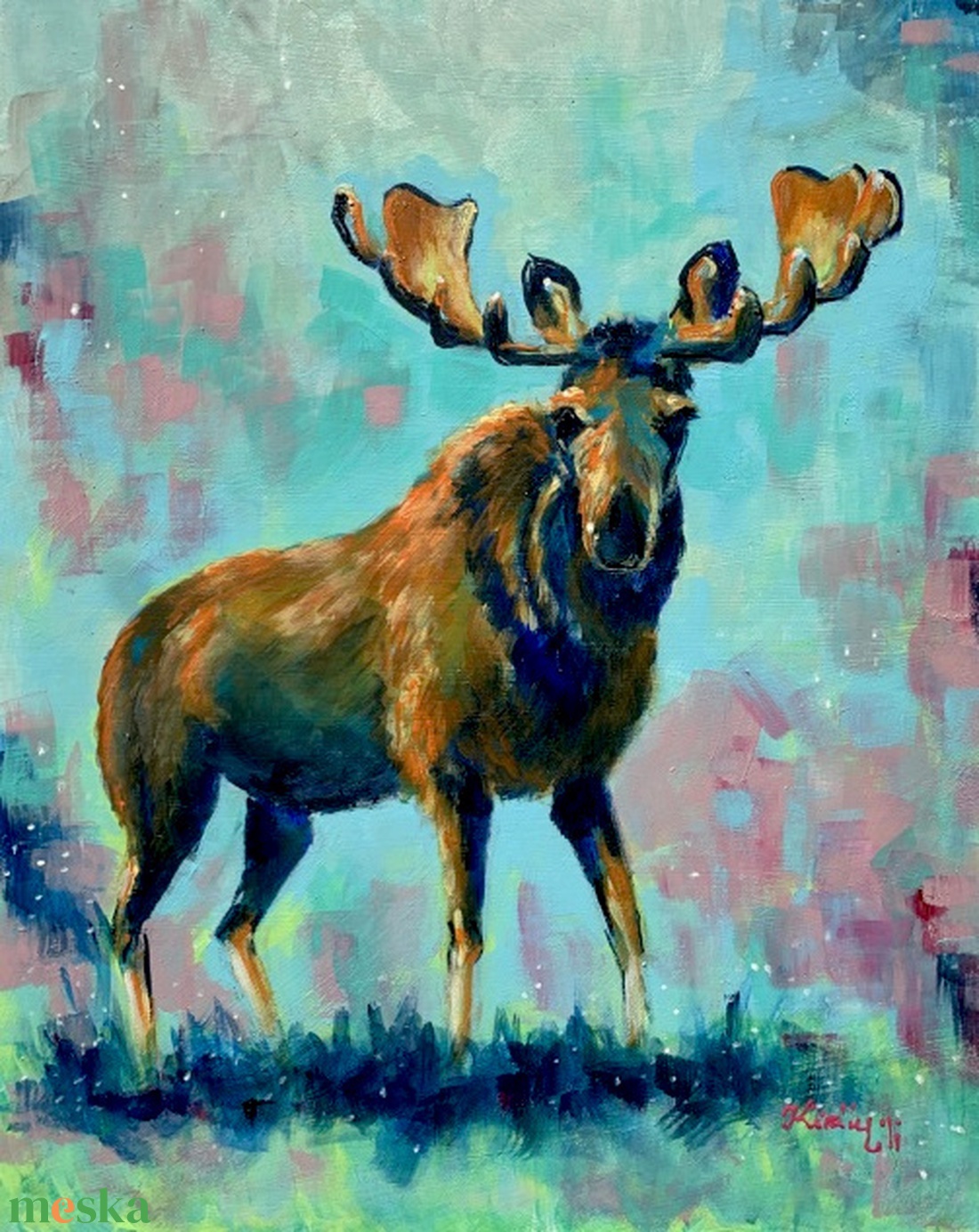 Jávorszarvas - keretezett akrilfestmény - 35 x 28 centi + keret - művészet - festmény - akril - Meska.hu