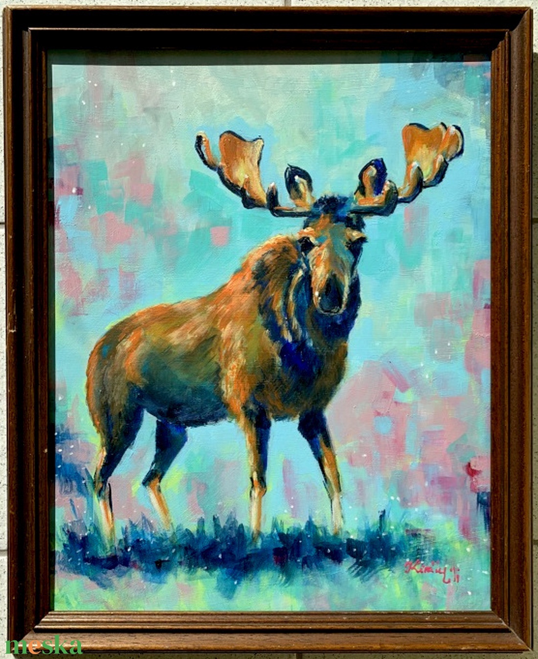Jávorszarvas - keretezett akrilfestmény - 35 x 28 centi + keret - művészet - festmény - akril - Meska.hu