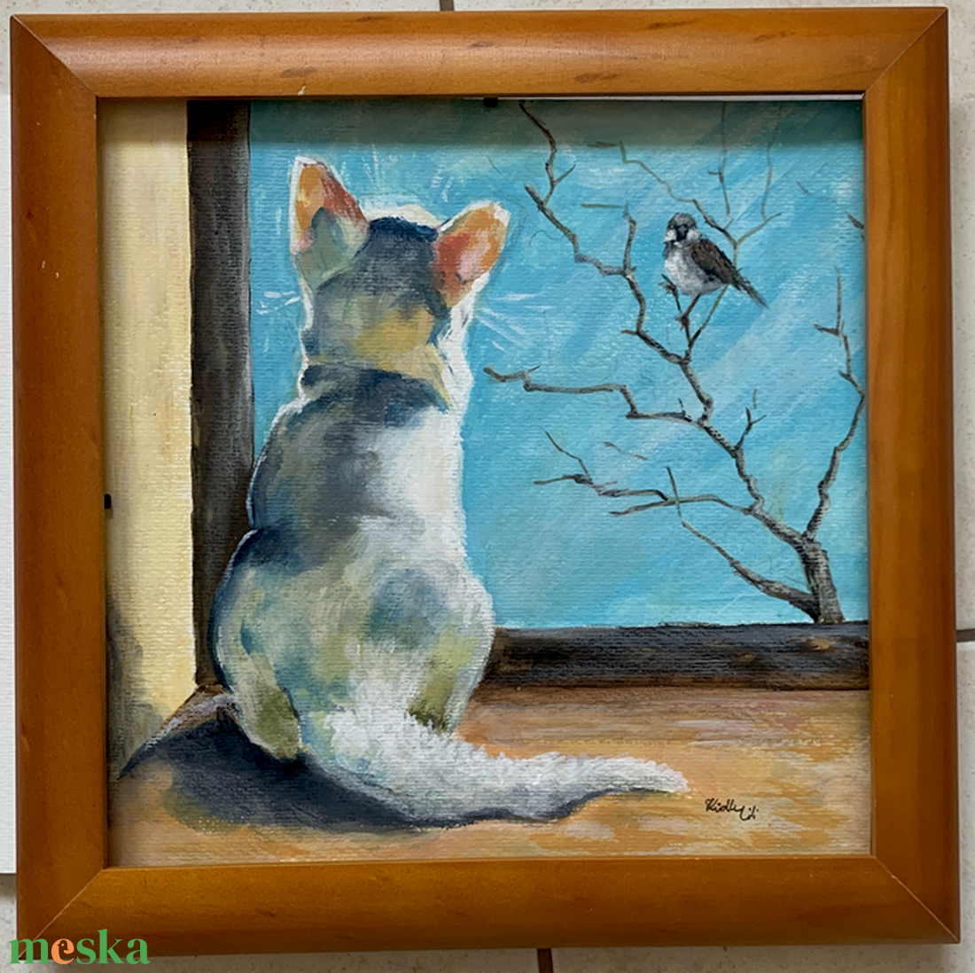 Barátkozás harmadik emelet magasságában - akrilfestmény - 25 x 25 cm - művészet - festmény - akril - Meska.hu Barátkozás harmadik emelet magasságában - akrilfestmény - 25 x 25 cm - művészet - festmény - akril - Meska.hu