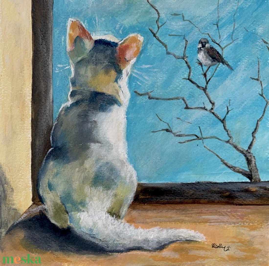 Barátkozás harmadik emelet magasságában - akrilfestmény - 25 x 25 cm - művészet - festmény - akril - Meska.hu Barátkozás harmadik emelet magasságában - akrilfestmény - 25 x 25 cm - művészet - festmény - akril - Meska.hu