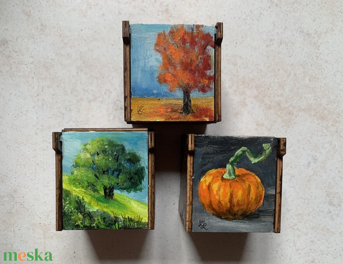 Ajándékátadó dobozka - a teteje kézzel festett. - művészet - festmény - akril - Meska.hu