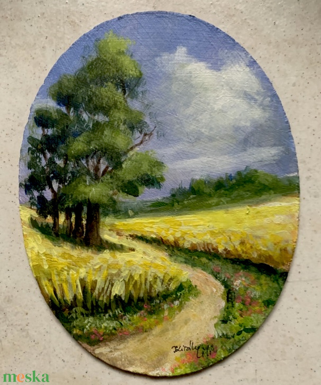 Séta a mezőn - keretezett akril - művészet - festmény - akril - Meska.hu