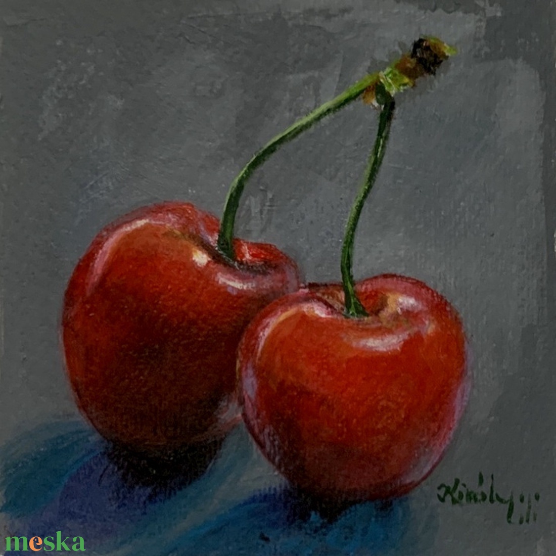 Cseresznyeimádóknak - keretezett akrilfestmény - művészet - festmény - akril - Meska.hu