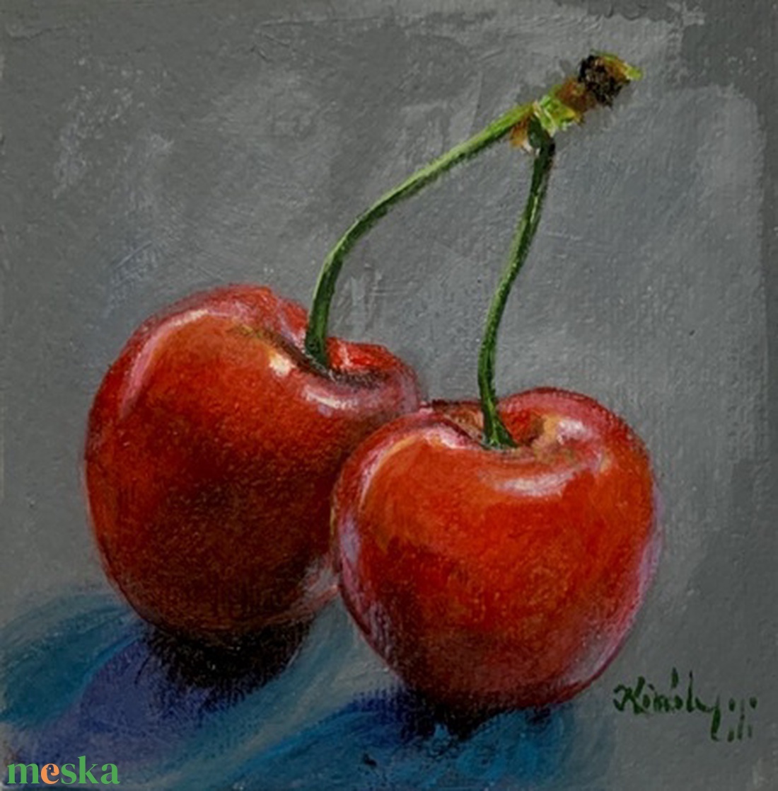 Cseresznyeimádóknak - keretezett akrilfestmény - művészet - festmény - akril - Meska.hu