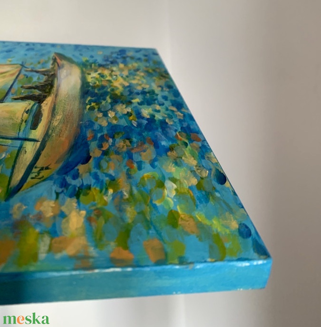 Kék-sárga Balaton - 39 x 29 cm - művészet - festmény - akril - Meska.hu