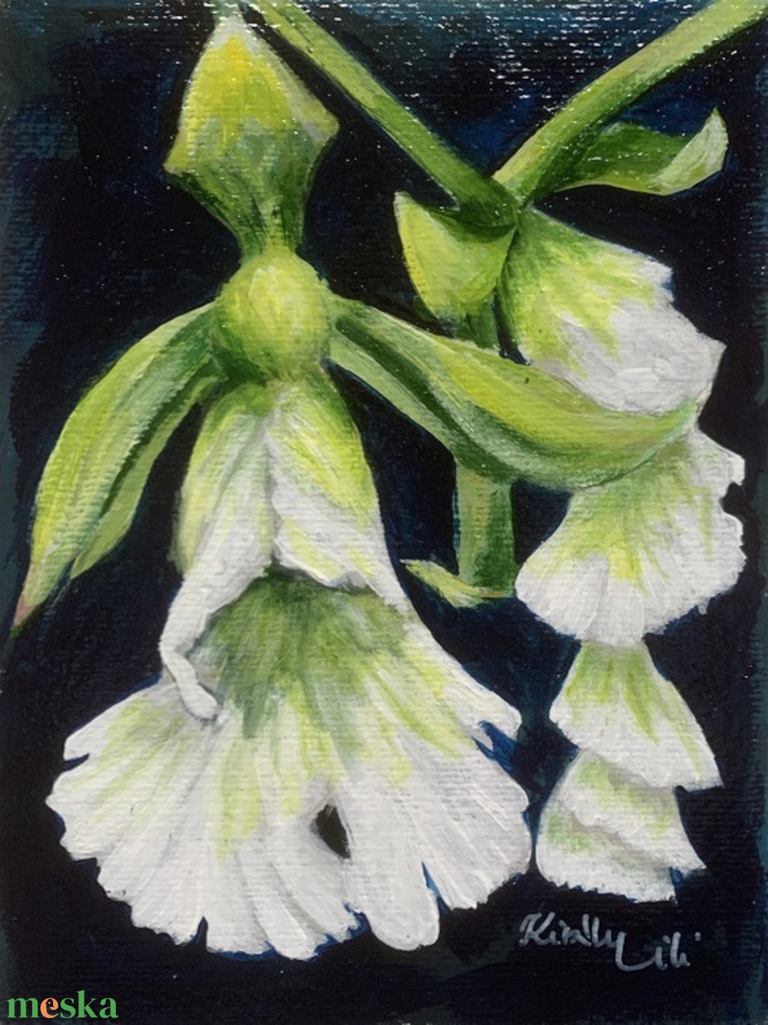Orchideaágak - keretezett akril - (20,5 x 15 cm) - művészet - festmény - akril - Meska.hu
