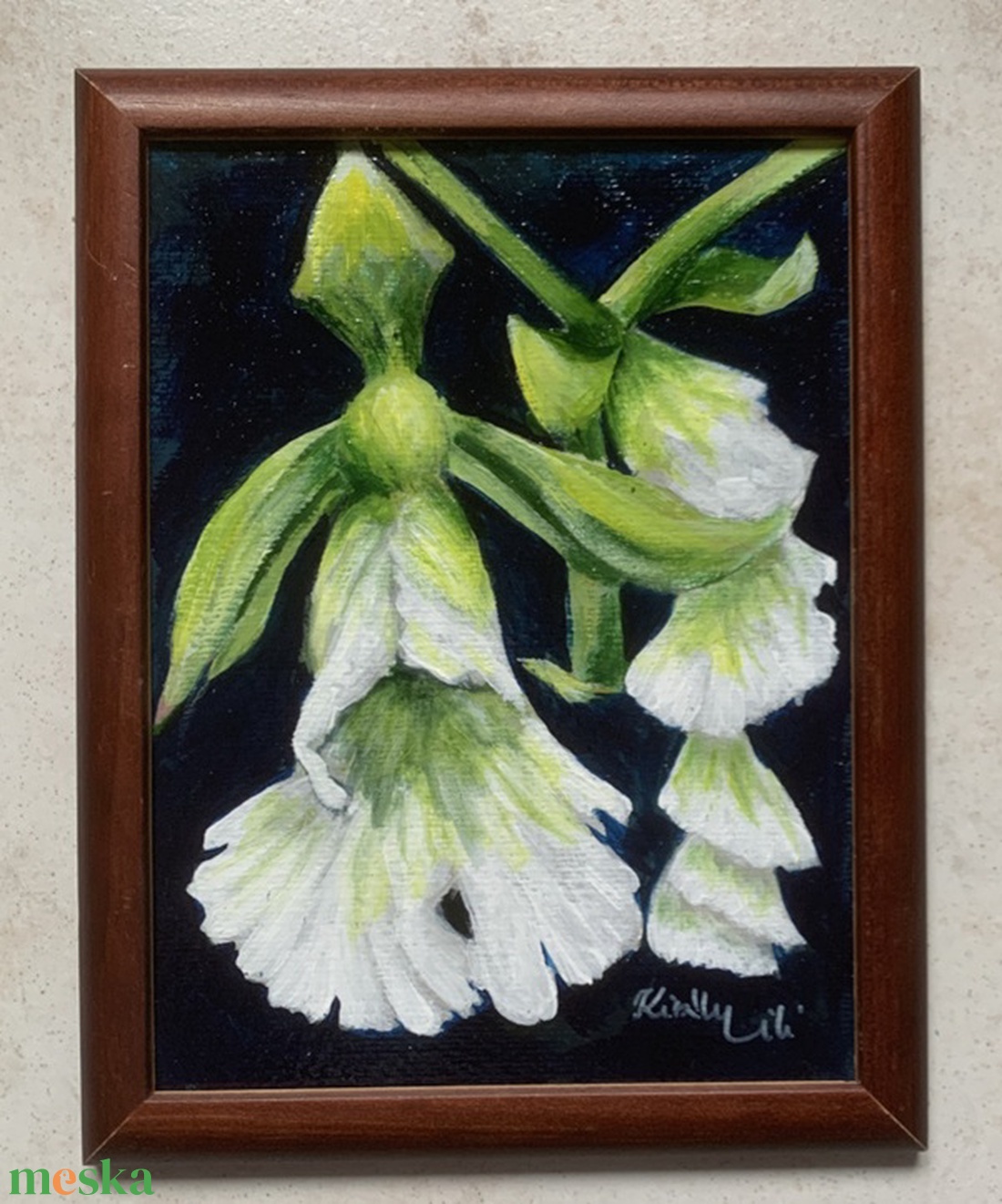 Orchideaágak - keretezett akril - (20,5 x 15 cm) - művészet - festmény - akril - Meska.hu