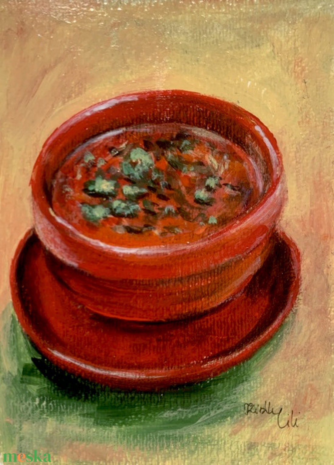 Paradicsomleves - keretezett akril - (17,5 x 12,5 cm) - művészet - festmény - akril - Meska.hu