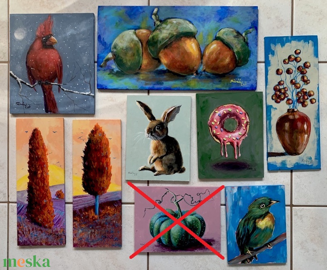 Bulikázós néni - deszkakép - 20 x 13,5 cm - művészet - festmény - akril - Meska.hu