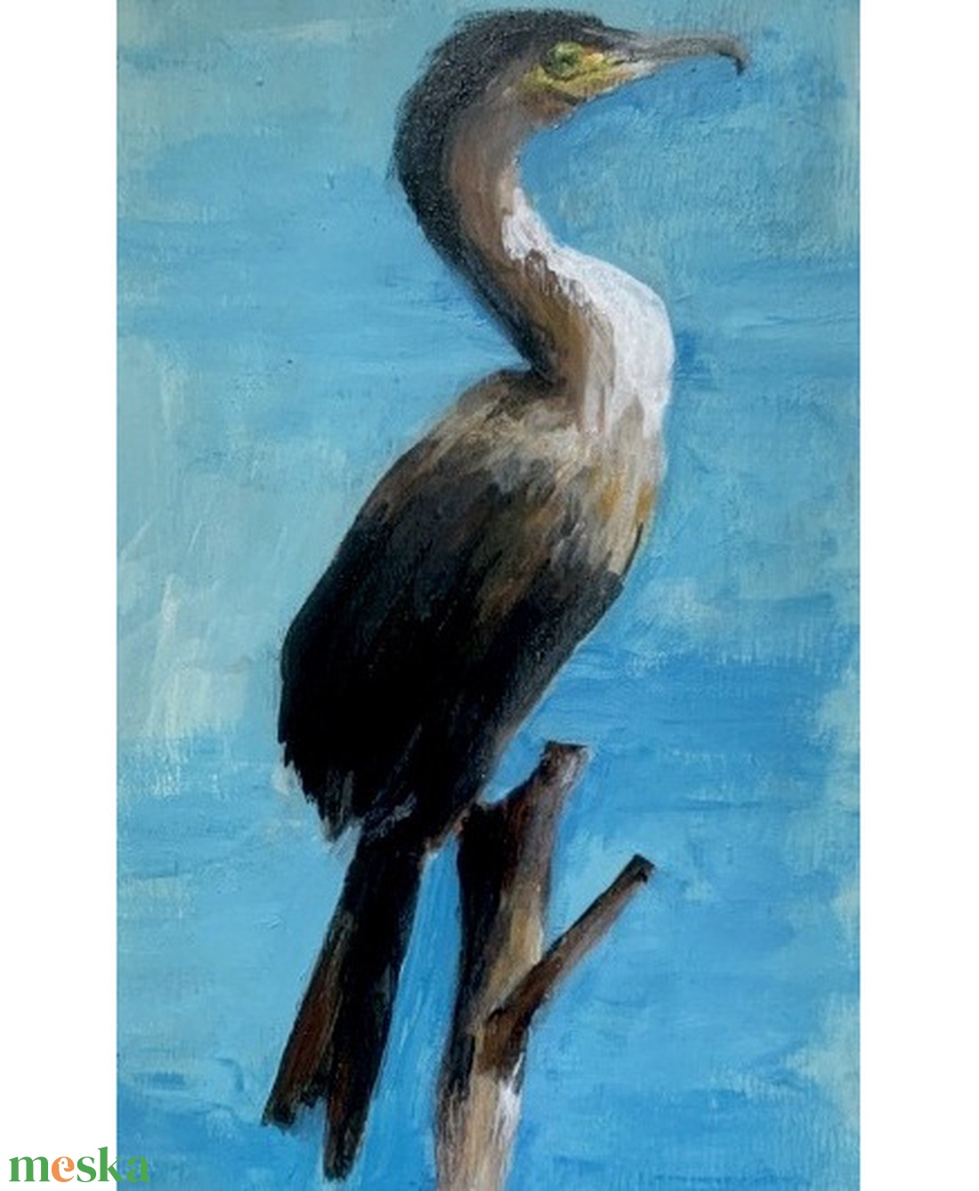 Vízparti megfigyelők - deszkakép - akril (80 x 14) - madár, madarak - művészet - festmény - akril - Meska.hu