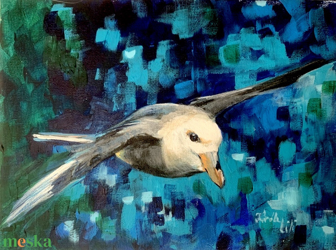 Északi sirály - Akrilfestmény - 18 x 24 cm - művészet - festmény - akril - Meska.hu