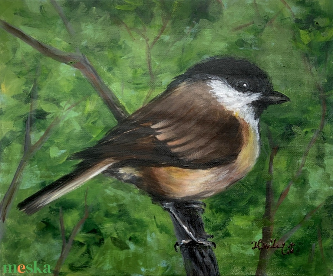 Barátcinege - Akrilfestmény - 25 x 30 cm - művészet - festmény - akril - Meska.hu