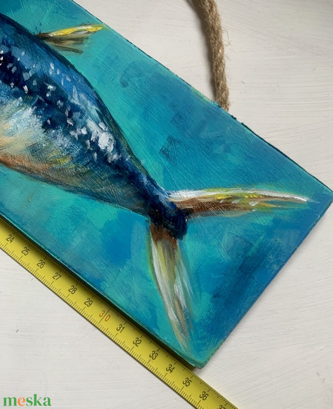 Be ne kapd a horgot! - akrilfestékkel deszkára festett kép - 10 x 35 cm - művészet - festmény - akril - Meska.hu