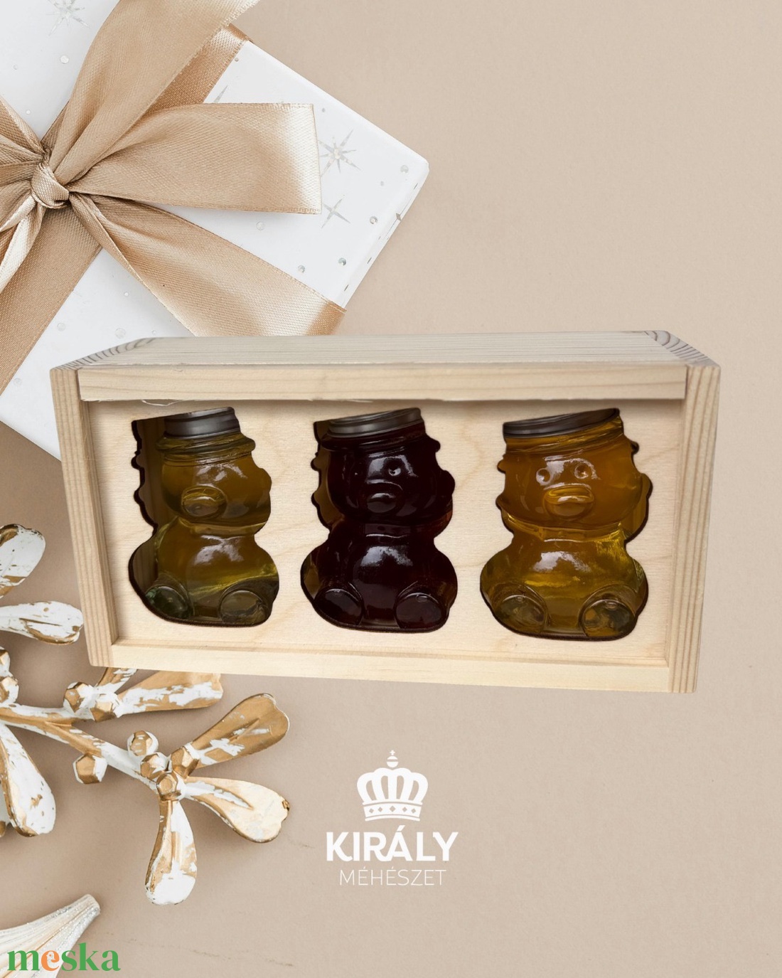 Termelői méz fa dobozban 3x100gr - élelmiszer - méz & propolisz - Meska.hu