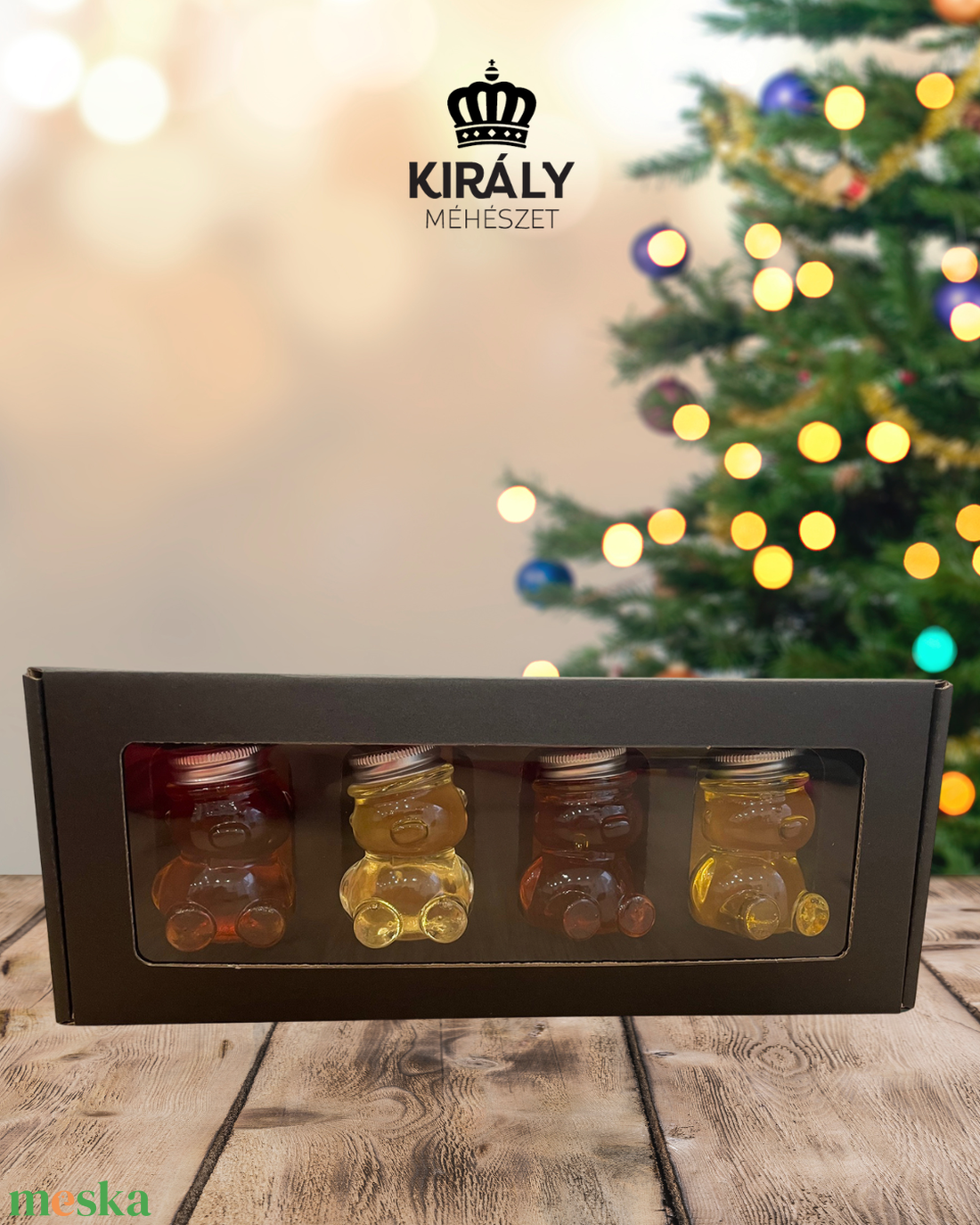 Termelői méz díszdobozban 4x50gr - élelmiszer - gourmet ajándékcsomag - Meska.hu