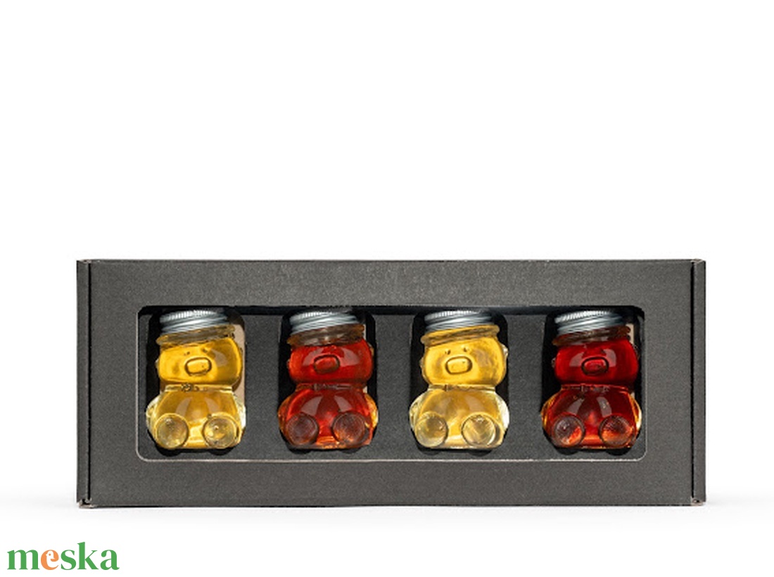 Mézes ajándékcsomag macis 4x50gr - élelmiszer - gourmet ajándékcsomag - Meska.hu