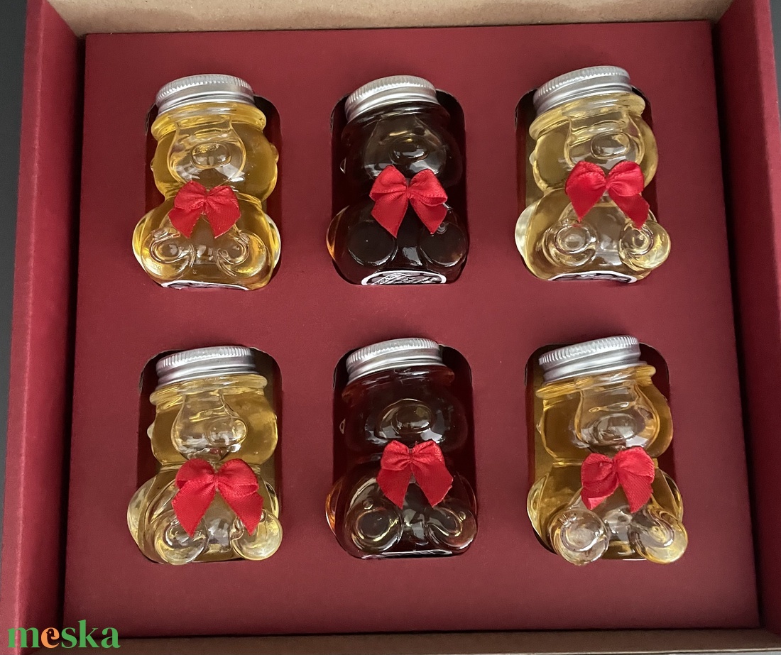 Mézes ajándékcsomag macis 6x50gr - élelmiszer - gourmet ajándékcsomag - Meska.hu