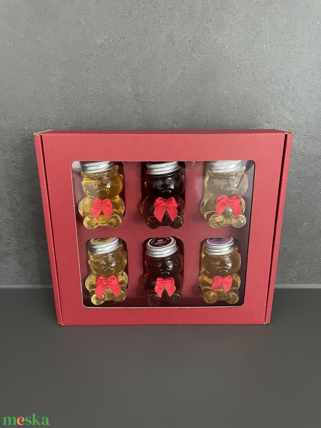 Mézes ajándékcsomag macis 6x50gr - élelmiszer - gourmet ajándékcsomag - Meska.hu