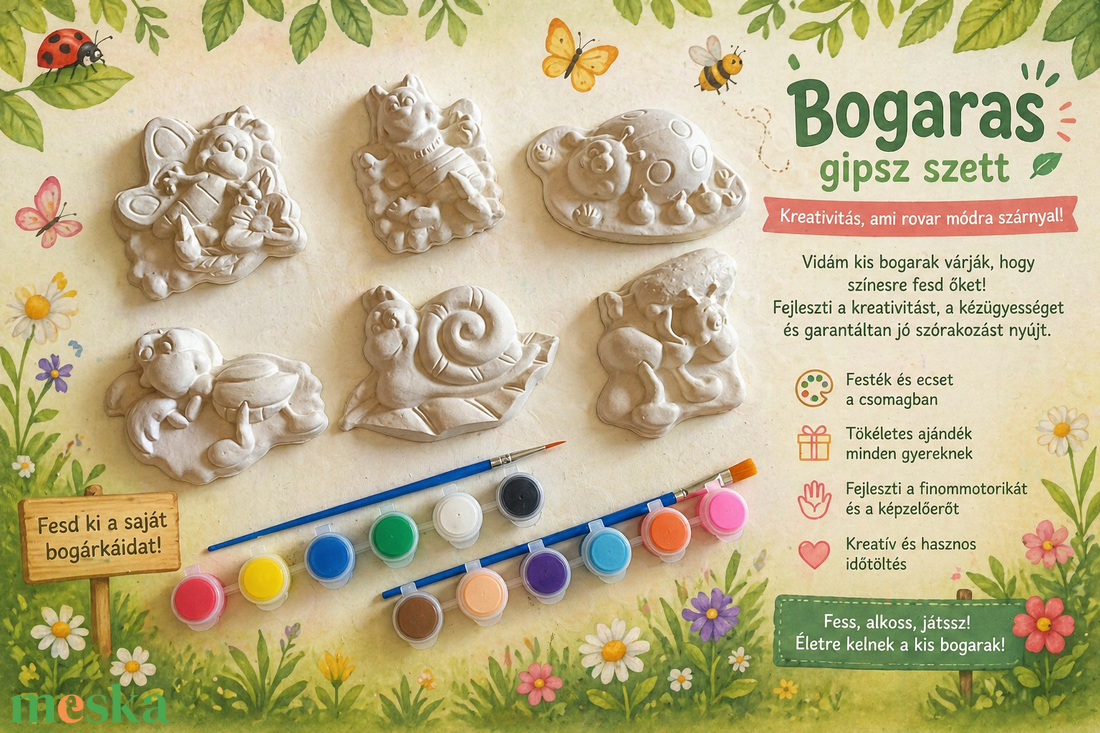 � Bogaras festhető gipsz szett � - diy (csináld magad) - egységcsomag - Meska.hu
