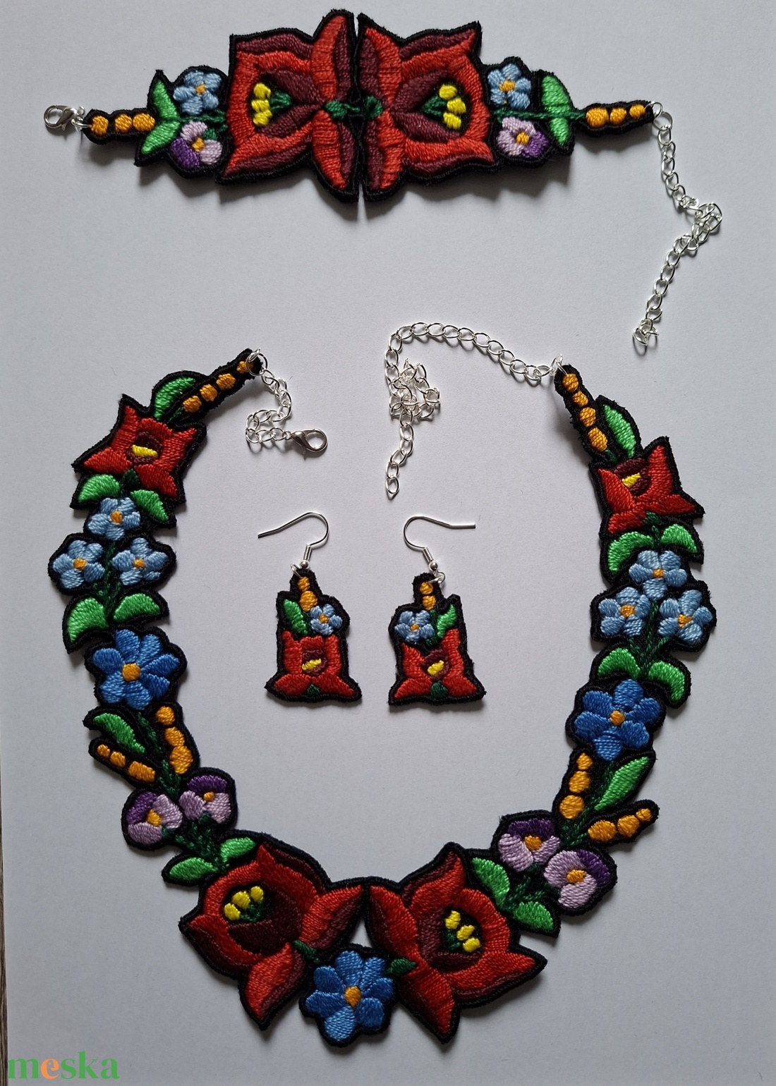 Kalocsai mintás ékszerszett - ékszer - ékszerszett - Meska.hu