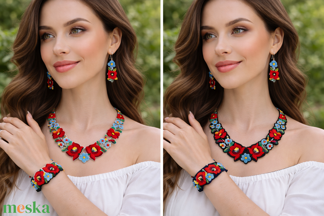 Kalocsai mintás ékszerszett - ékszer - ékszerszett - Meska.hu