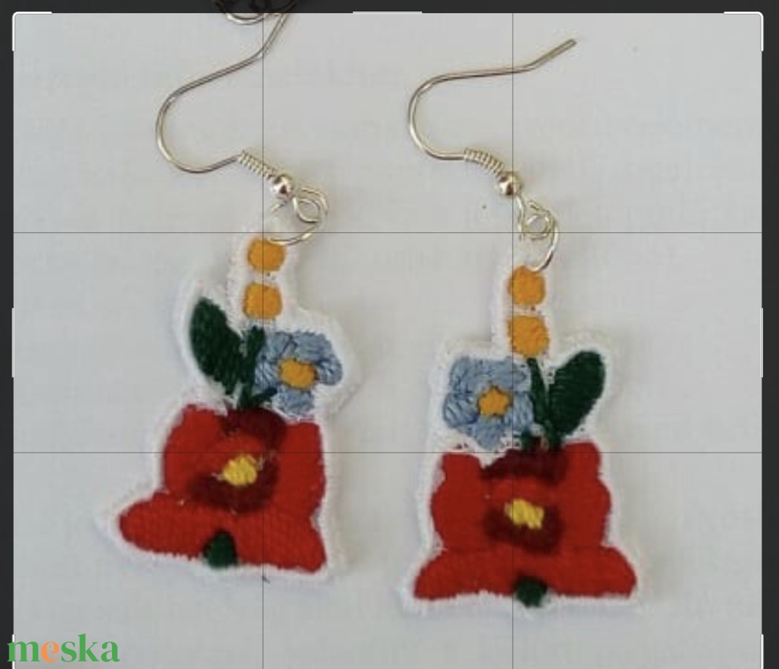 Kalocsai fülbevaló - diy (csináld magad) - szabásminta, útmutató - hímzés minta - Meska.hu