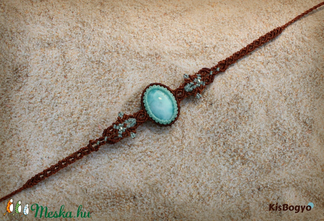 Larimar makramé karkötő - - Meska.hu Larimar makramé karkötő - - Meska.hu