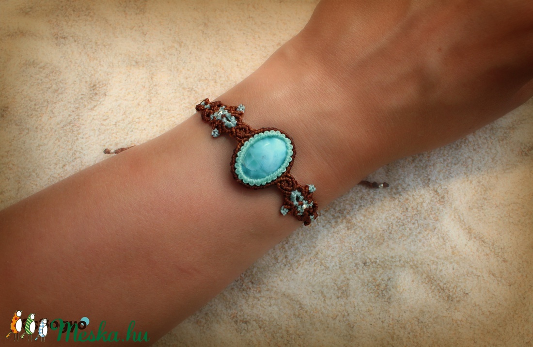 Larimar makramé karkötő - - Meska.hu Larimar makramé karkötő - - Meska.hu