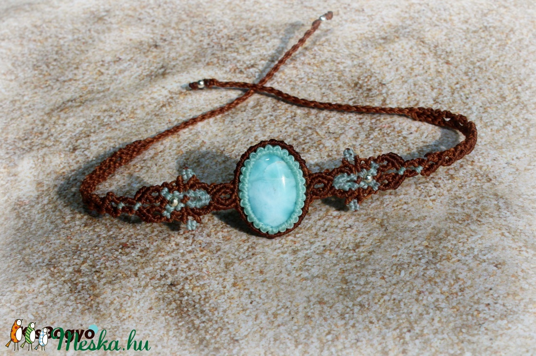 Larimar makramé karkötő - - Meska.hu Larimar makramé karkötő - - Meska.hu