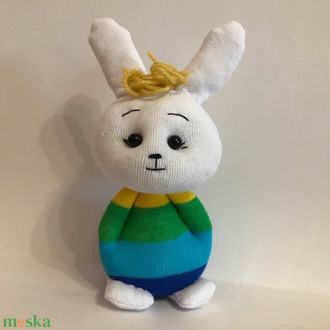 Csíkos  ruhás nyuszi - játék & sport - plüssállat & játékfigura - nyuszi - Meska.hu