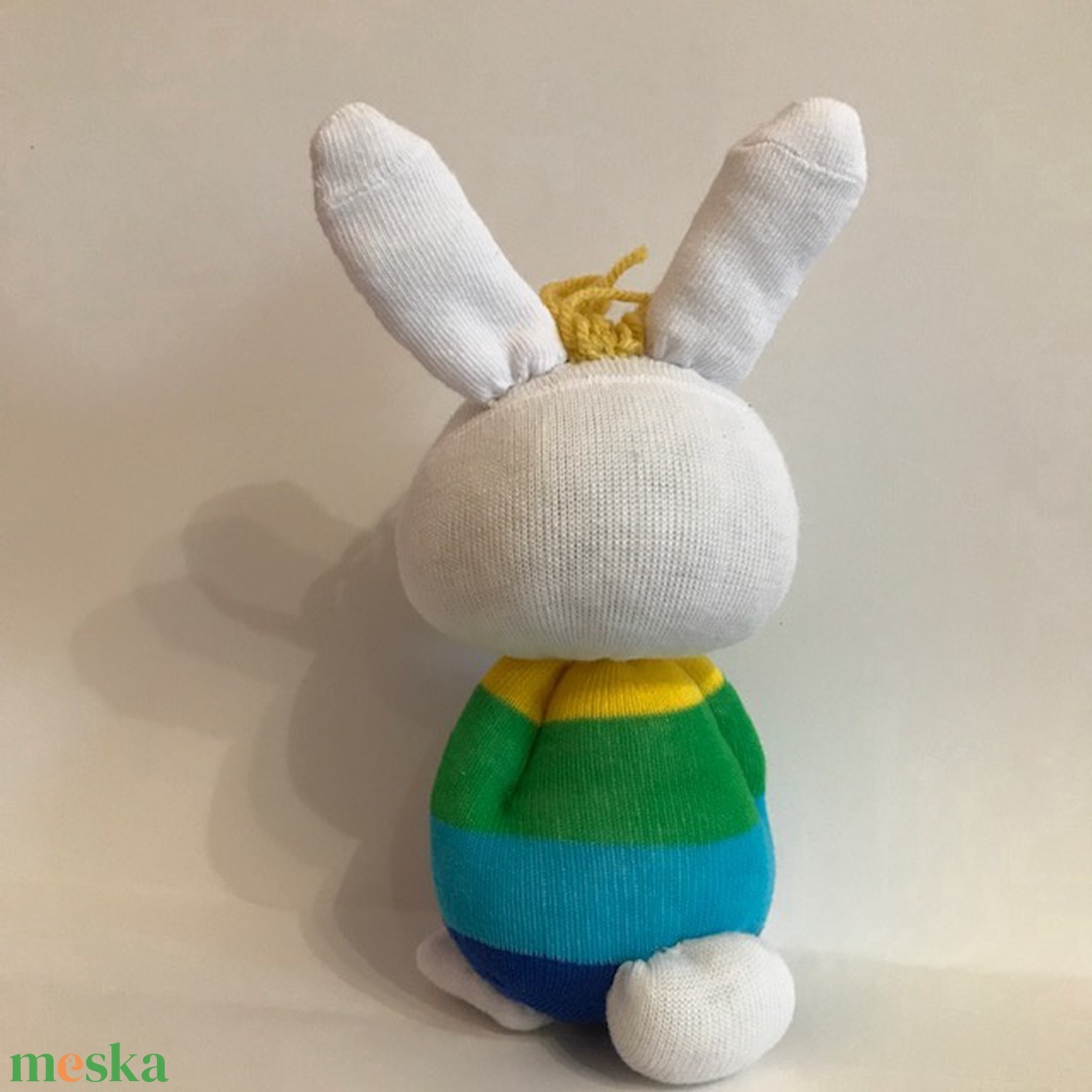 Csíkos  ruhás nyuszi - játék & sport - plüssállat & játékfigura - nyuszi - Meska.hu