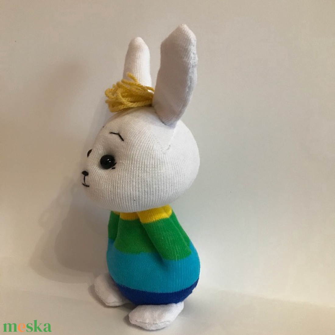 Csíkos  ruhás nyuszi - játék & sport - plüssállat & játékfigura - nyuszi - Meska.hu