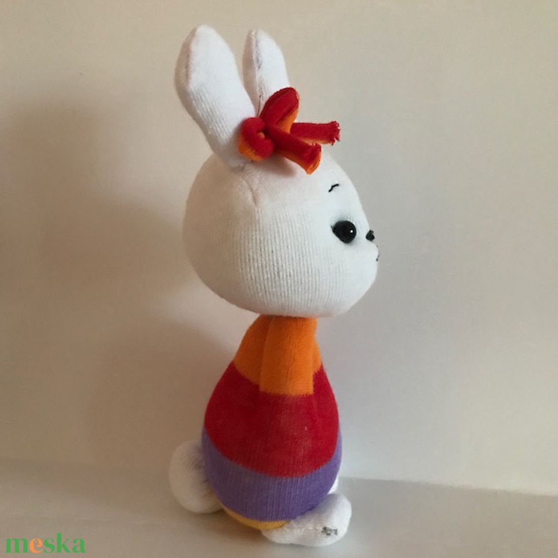 Csíkos  ruhás nyuszilány - játék & sport - plüssállat & játékfigura - nyuszi - Meska.hu