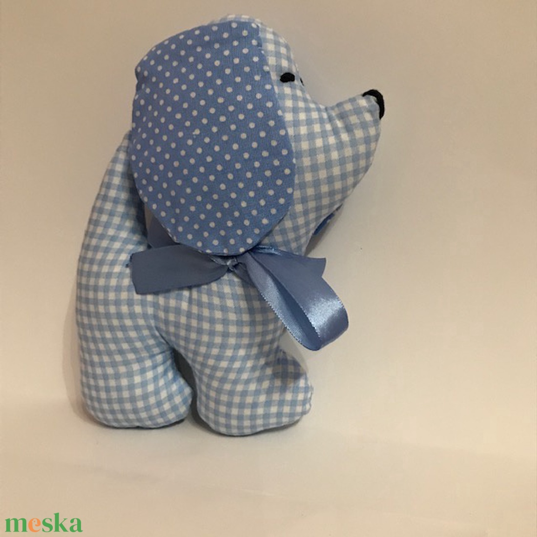 Pöttyös fülű  kockás kutya - játék & sport - plüssállat & játékfigura - kutya - Meska.hu