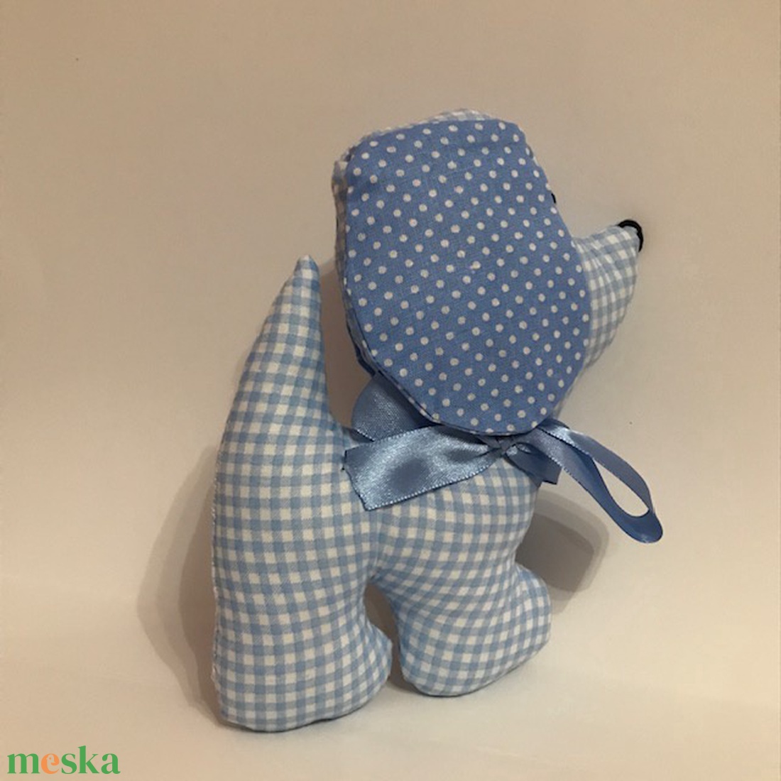 Pöttyös fülű  kockás kutya - játék & sport - plüssállat & játékfigura - kutya - Meska.hu