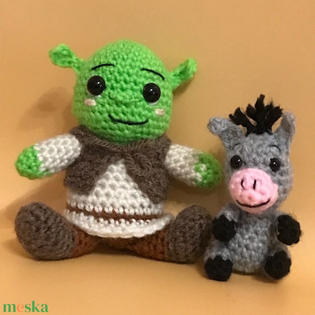 Shrek és Csacsi - ahogy én készítem - játék & sport - plüssállat & játékfigura - plüss mesefigurák - Meska.hu