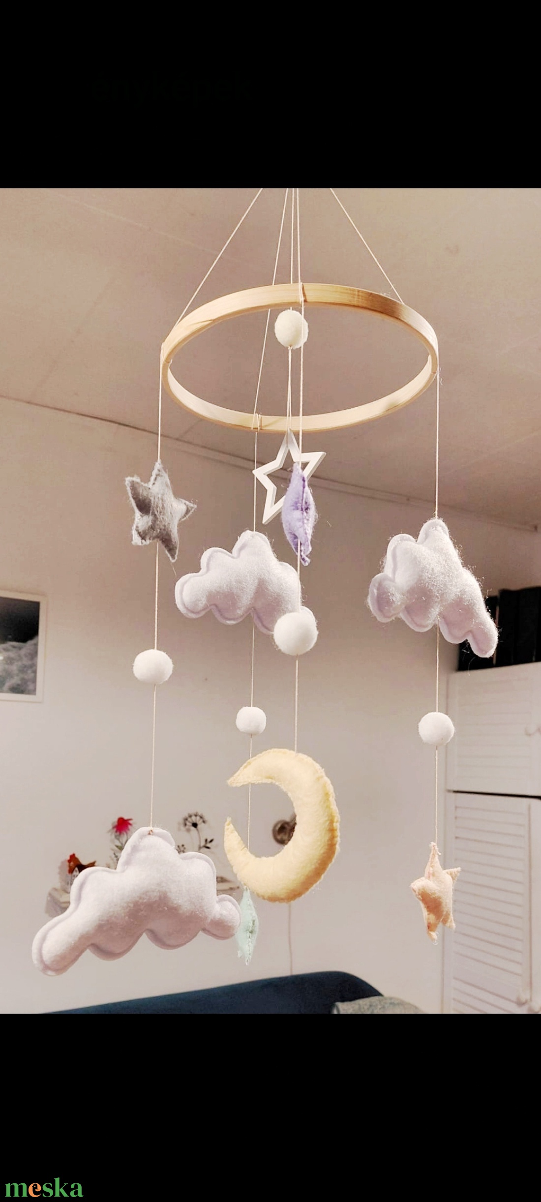 Felhős baby mobil - baba - mama - baba ágynemű - szett kiságyba - Meska.hu