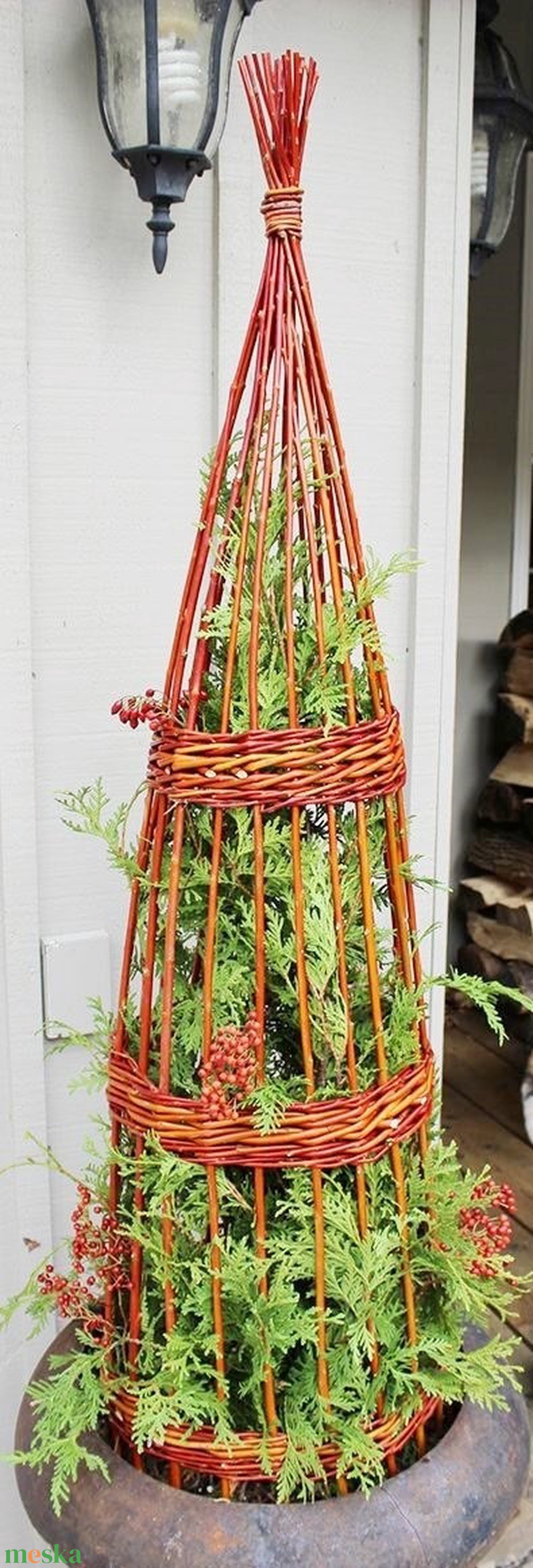 2 db rusztikus, fenyőpótló obeliszk natúr fűzvesszőből Vikinek - otthon & életmód - ház & kert - kerti dísz - Meska.hu