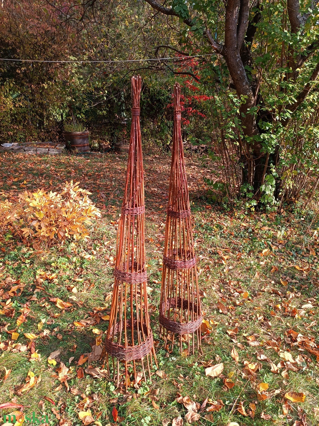 2 db rusztikus, fenyőpótló obeliszk natúr fűzvesszőből Vikinek - otthon & életmód - ház & kert - kerti dísz - Meska.hu