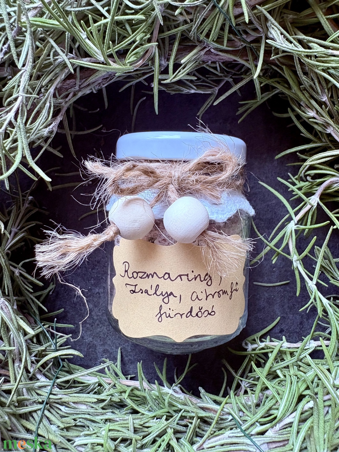 Rozmaringos, zsályás, citromfüves fürdősó - szépségápolás - szappan & fürdés - fürdősó, fürdőgolyó, habfürdő - Meska.hu