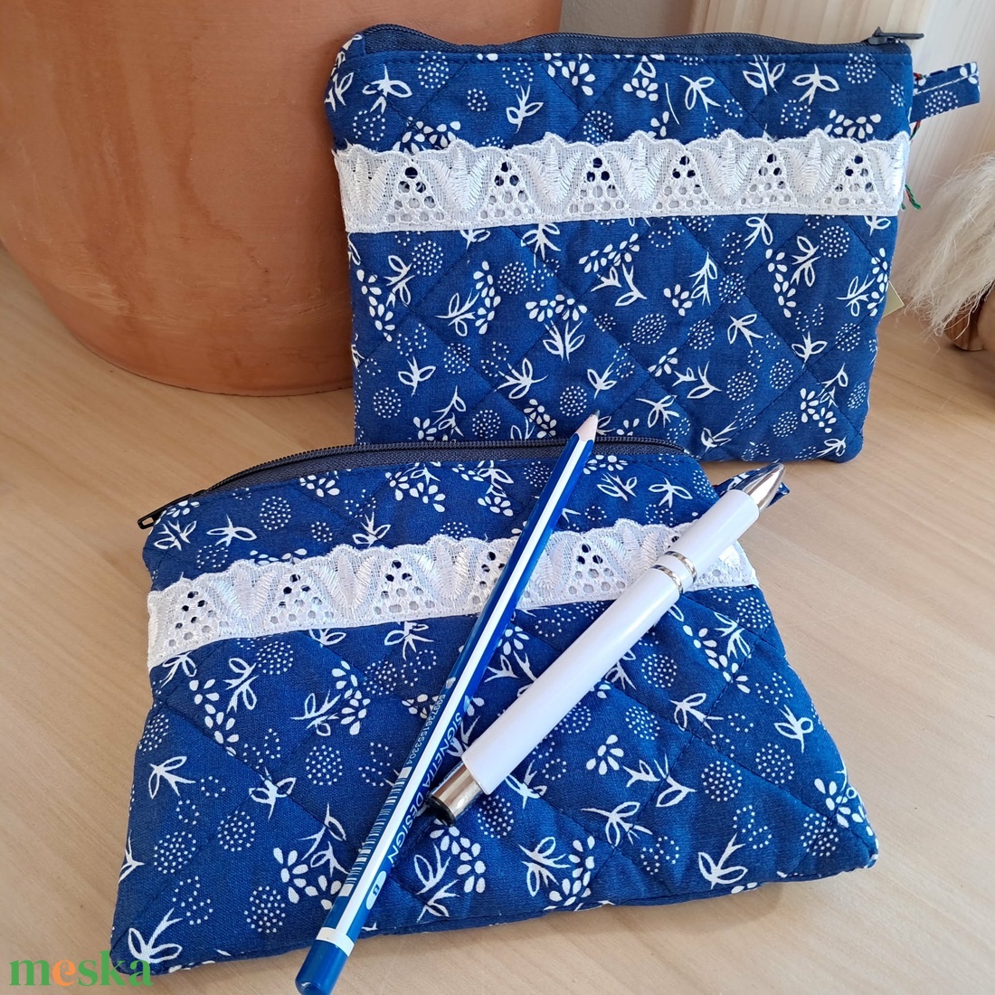 Kékfestő mintázatú mini neszeszer - táska & tok - neszesszer - Meska.hu