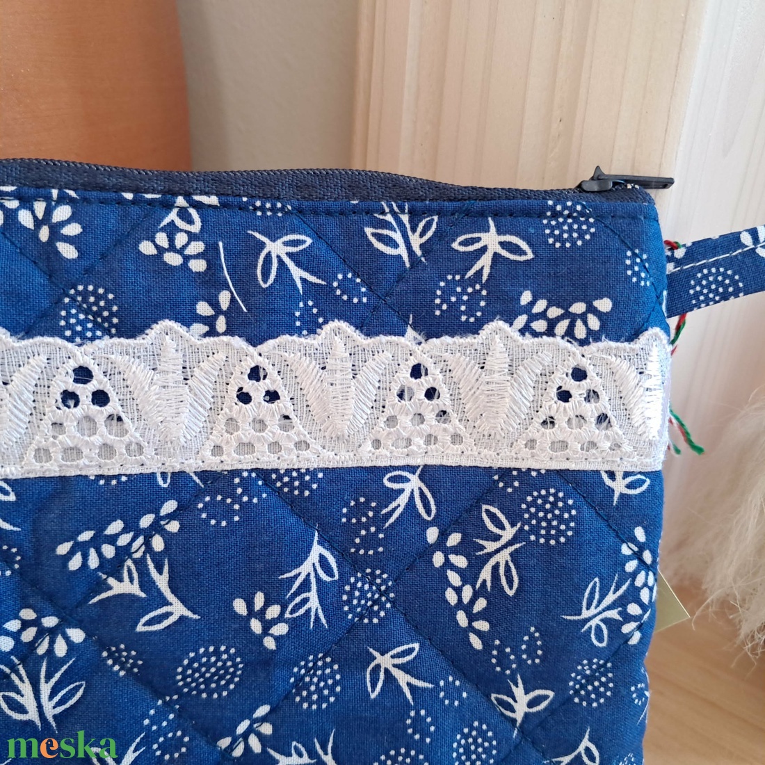 Kékfestő mintázatú mini neszeszer - táska & tok - neszesszer - Meska.hu