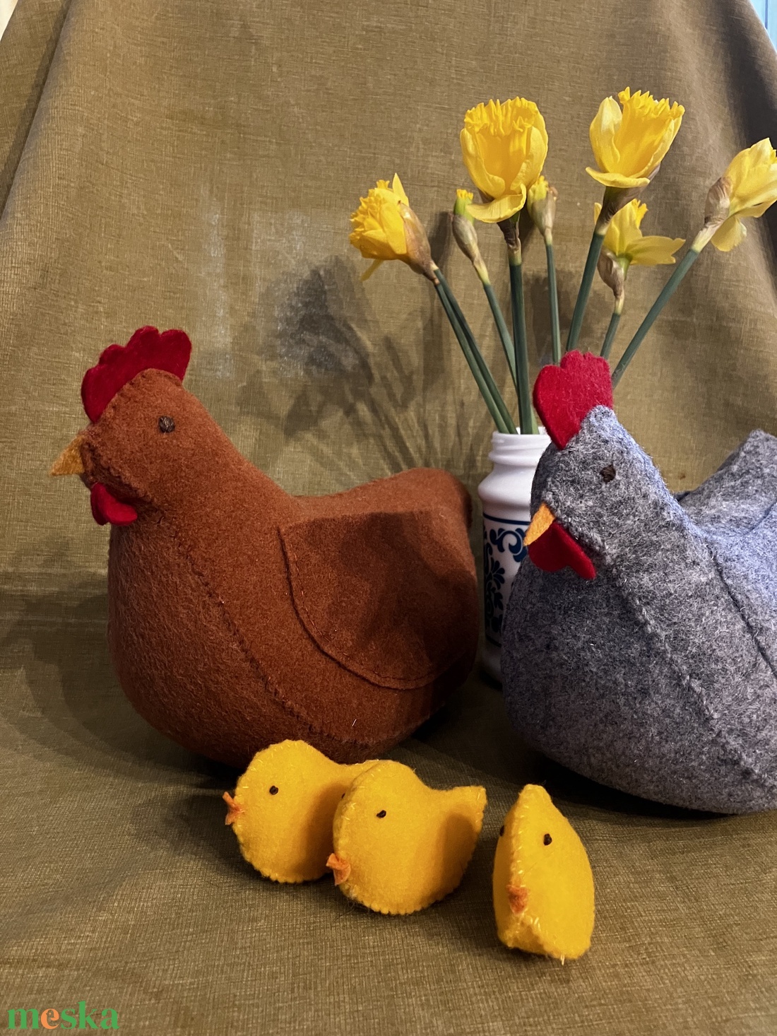 Tyúkanyó csibéivel-kendermagos - játék & sport - plüssállat & játékfigura - madár - Meska.hu