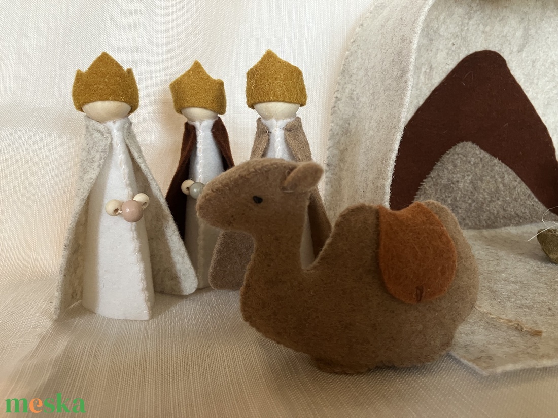 Karácsonyi betlehem teljes szett - beige - karácsony - adventi díszek - adventi asztaldísz - Meska.hu