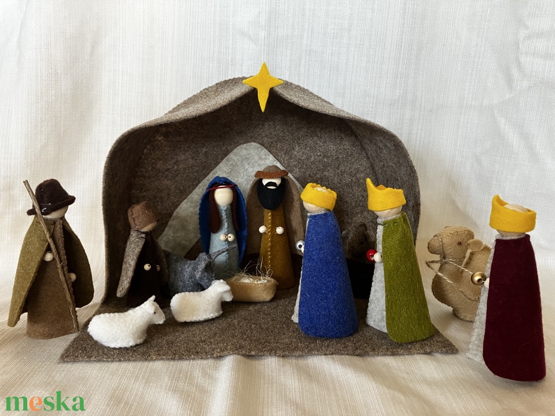 Karácsonyi betlehem teljes szett  - színes - karácsony - adventi díszek - adventi asztaldísz - Meska.hu