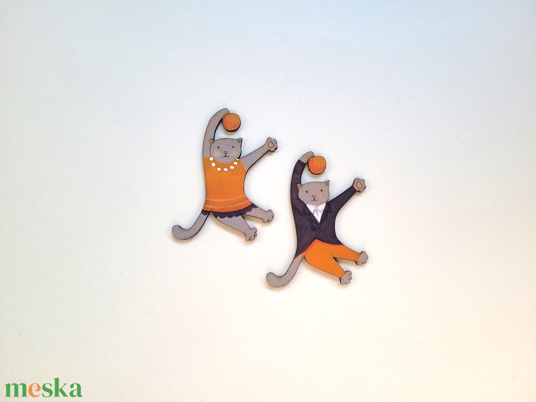 Cica párok - kézzel festett dekoráció - 2 db/csomag - karácsony - karácsonyi lakásdekoráció - karácsonyfadíszek - Meska.hu
