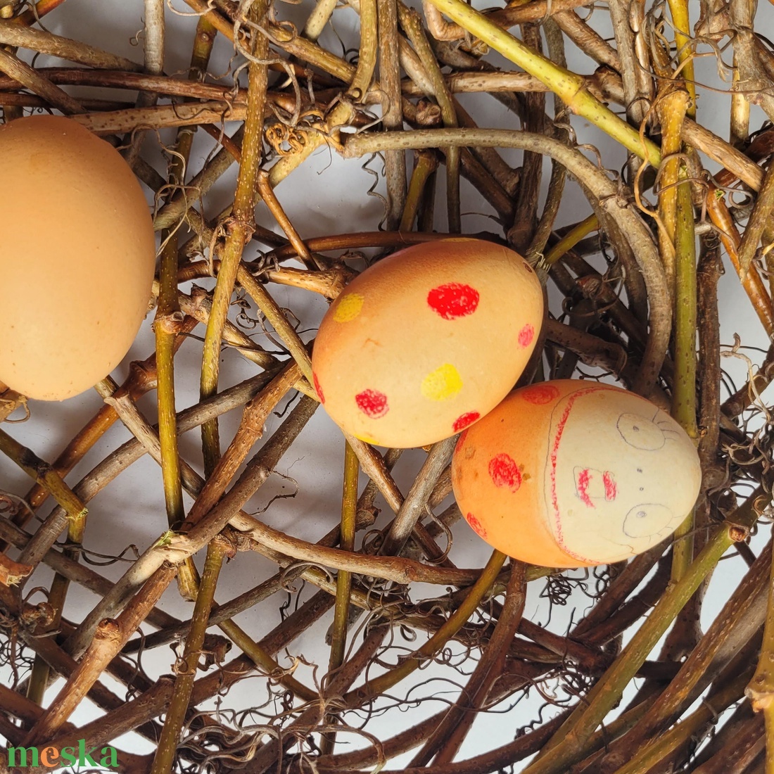 Vadszőlő indából készült kézműves húsvéti nyuszifészek � természetes, 30 cm - ünnepi díszek, dekorációk - húsvéti díszek és dekorációk - húsvéti asztaldíszek - Meska.hu