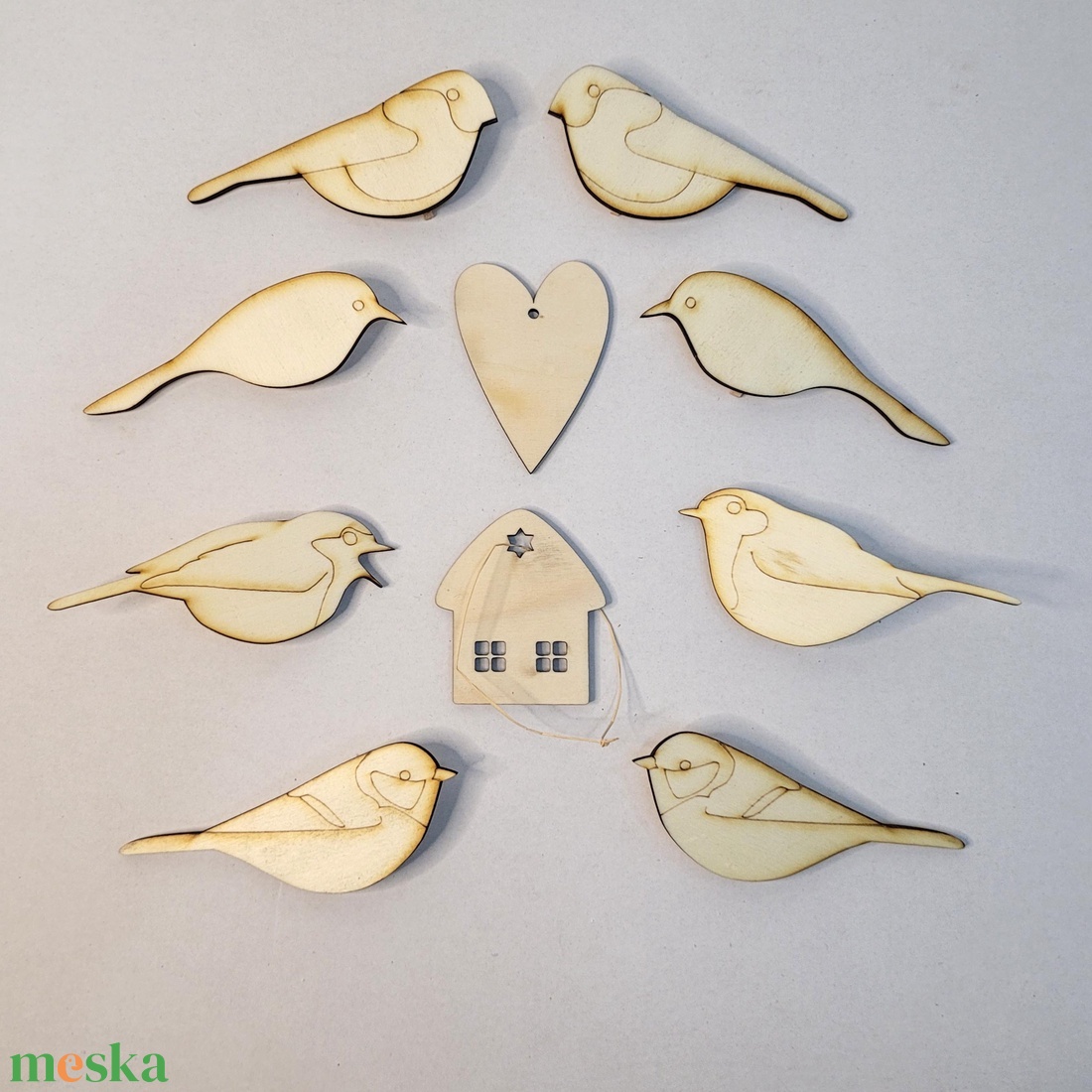 Fenyőerdő madarai � kifesthető lézervágott fa dísz szett csipesszel (5�7 cm) - diy (csináld magad) - egységcsomag - Meska.hu