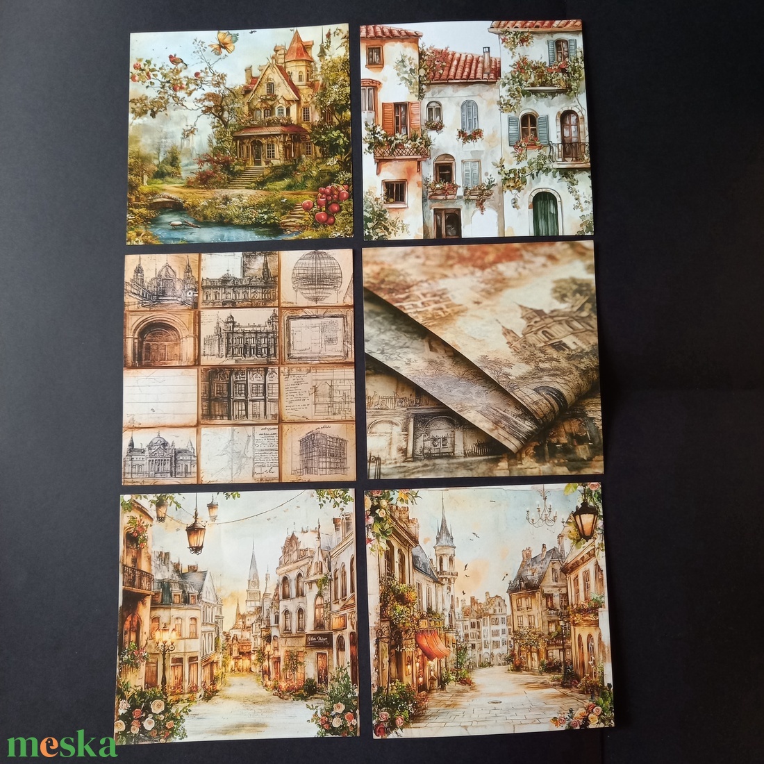 Scrapbook díszítő alapanyag 6 db 15x15 cm - kellékek & szerszámok - dekorációs kellékek - egyéb kellékek - Meska.hu