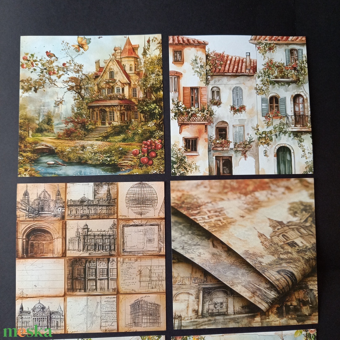 Scrapbook díszítő alapanyag 6 db 15x15 cm - kellékek & szerszámok - dekorációs kellékek - egyéb kellékek - Meska.hu